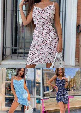 🌈3! шикарна жіноча сукня в квіти синя синій женское платье мини міні квітковий принт квіти6 фото