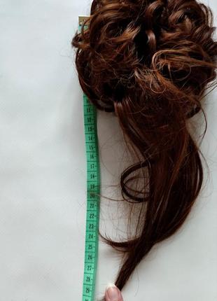 Накладные волосы каштановые резинка хвост хвостик прическа коричневое волоско резиночка парика5 фото