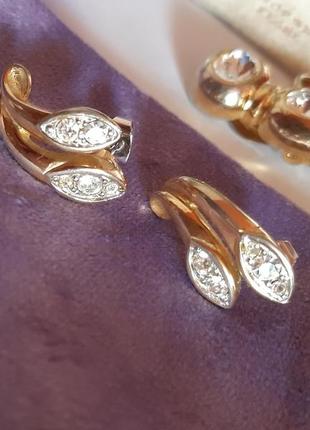 Серьги американский винтаж, флора, кристаллы