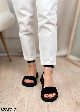 Босоножки, черные, натуральная замша