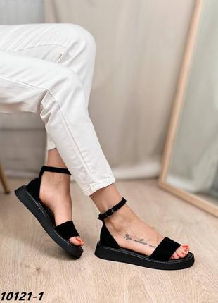 Босоножки, черные, натуральная замша