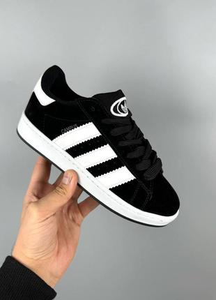 Кроссовки adidas campus black white черные женские / мужские2 фото