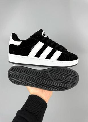 Кроссовки adidas campus black white черные женские / мужские6 фото