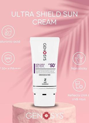 Genosys ultra shield sun cream spf 50+ pa++++ — це сонцезахисний крем для обличчя з спф 50