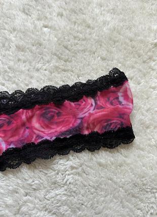 Трусики стрінги принт ажурні3 фото