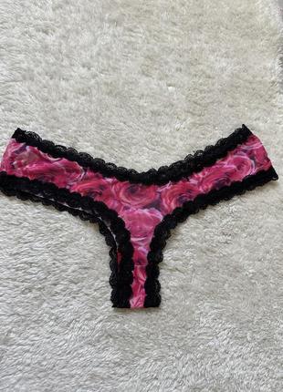 Трусики стрінги принт ажурні4 фото