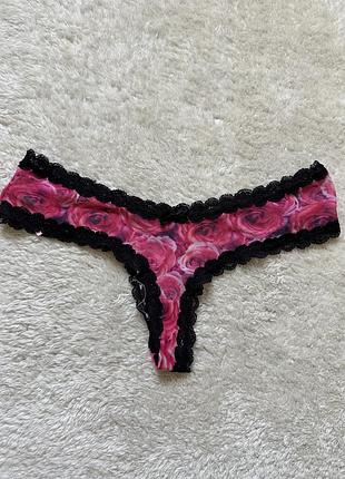 Трусики стрінги принт ажурні