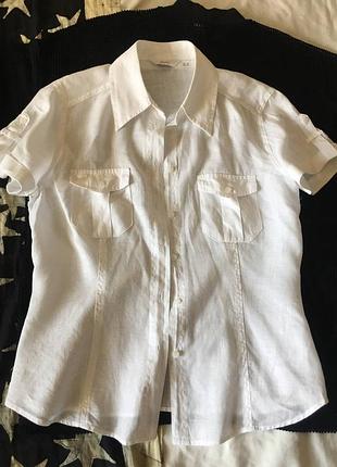 Легкая тоненькая белая рубашка короткий рукав