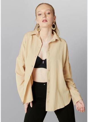 Женская рубашка zara свободного кроя 100% коттон жатка