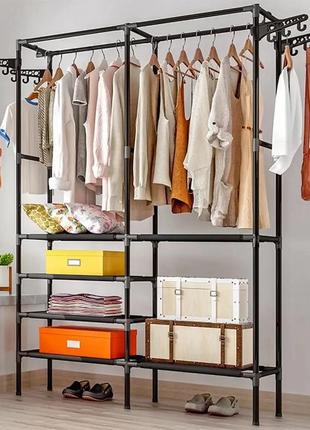 Вішалка для одягу (160x112x46 см) simple coat rack double row / вішалка з полицями