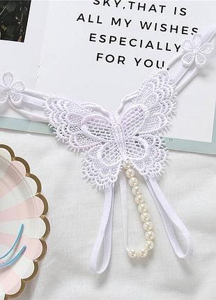 ⭐⭐⭐⭐⭐ еротичні трусики метелик із відкритим доступом і намистинками a6837