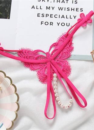 ⭐⭐⭐⭐⭐ еротичні трусики метелик із відкритим доступом і намистинками a6837