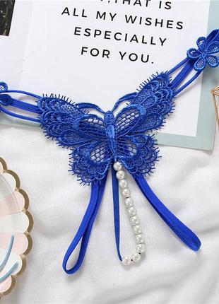 ⭐⭐⭐⭐⭐ еротичні трусики метелик із відкритим доступом і намистинками a6837