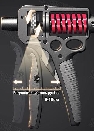 Регулируемый кистевой эспандер с нагрузкой 5-165 кг с счетчиком нажатий до 9999
