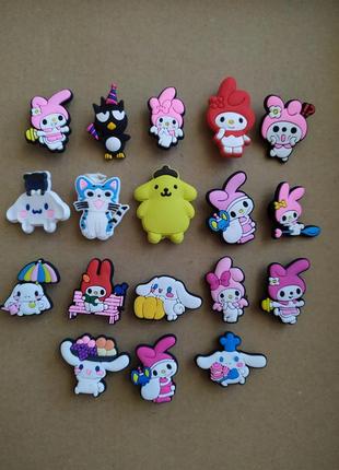 Джибитсы jibbitz melody и hello kitty для crocs, сумок o bag,браслетов