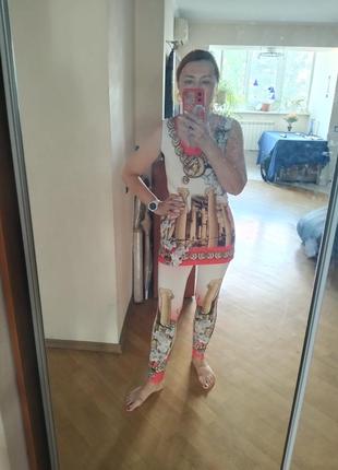 Костюм (майка + солосины) на лето розовый