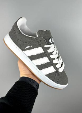 Кроссовки adidas campus grey white серые женские / мужские