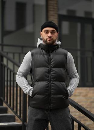Жилетка из кожзаменителя черная “puller” мужская🔥🔥🔥