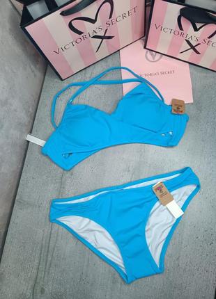 Стильный голубой купальник (топ body субрика + бикини). pink. victoria’s secret. оригинал 🇺🇸