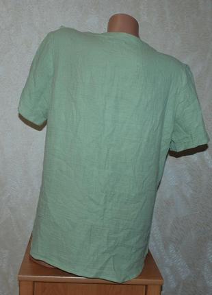 Блуза принтованая бренда damart /100% хлопок/свободный крой/мятно/зеленого цвета/3 фото