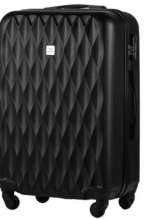 Черный средний пластиковый чемодан wings крепкий дорожный чемодан м крепкий чемодан на колесиках