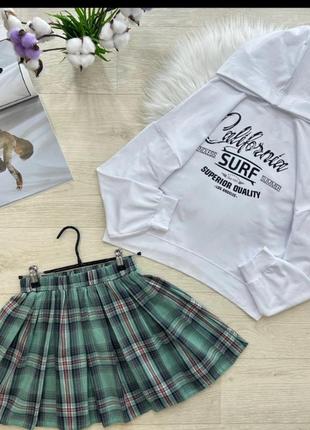 Стильовий весняний костюмчик зі спідничкою в клітинку 🤩🤩🤩