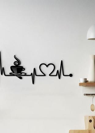 Современная картина на кухню, декоративное панно из дерева "кофе для любимой", стиль минимализм 25x10 см