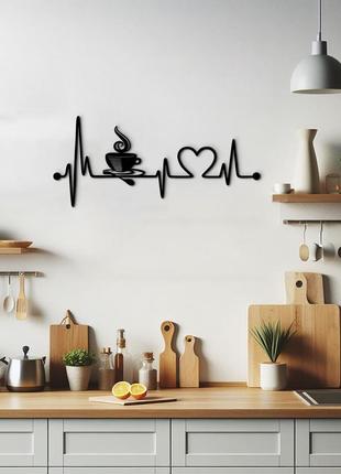 Сучасна картина на кухню, декоративне панно з дерева "кава для коханої", стиль мінімалізм 25x10 см2 фото