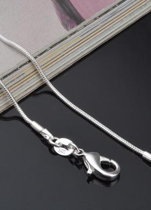 Нежная женская цепочка из серебра 925 пробы плетение снейк 45 см. толщина 1,5 мм.1 фото