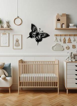 Інтер'єрна картина на стіну, дерев'яний декор для дому "політ метелика", декоративне панно 20x23 см2 фото