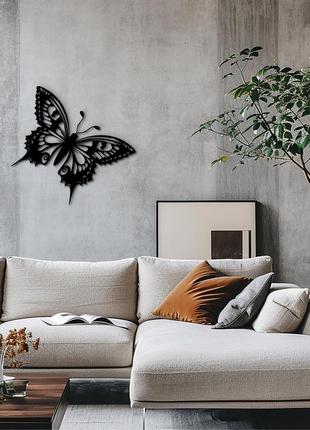 Інтер'єрна картина на стіну, дерев'яний декор для дому "політ метелика", декоративне панно 20x23 см9 фото