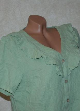 Блуза принтована бренду  damart  /100% бавовна/ свободний крій/мятно/зеленого кольору/6 фото