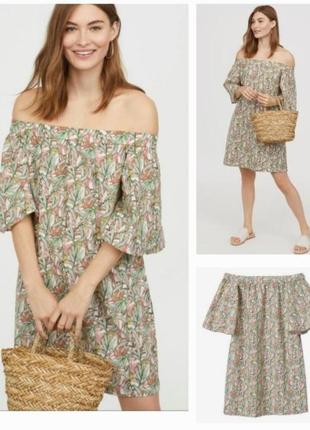 Літня бавовняна сукня,трапеція,кишені,h&m