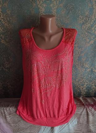 Летняя блуза майка футболка большой размер батал 50 /52 /54 блузка2 фото