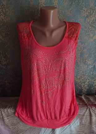 Летняя блуза майка футболка большой размер батал 50 /52 /54 блузка4 фото