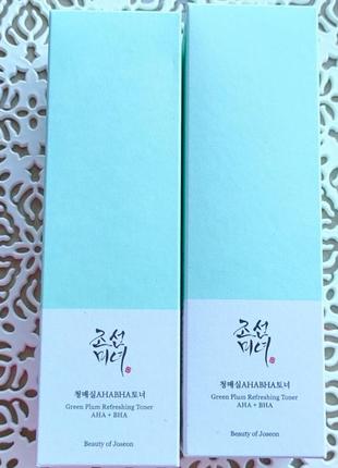 Освіжаючий кислотний тонер  beauty of joseon green plum
refreshing toner: aha + bha