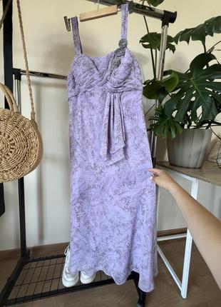 Романтное вечернее фиолетовое длинное платье