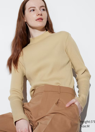 Лонгслив свисым горлом в рубчик водолаза uniqlo
