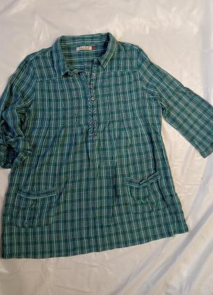 Вінтажна зелена кофта-сукня в клітку