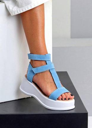 36-40 рр босоножки на фигурной танкетке натуральная замша/кожа черный, бежевый, белый, капучино