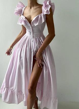 Легкий летний сарафан ❤️ женское платье миди на лето ❤️ голубое платье