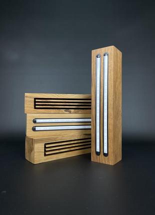 Набор настенный светильник и вазон в стиле «loft» из натуральной древесины