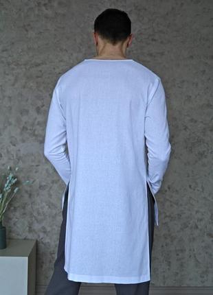 Чоловіча сорочка-туніка з натурального льону4 фото