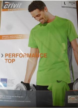Функциональная беговая быстросохнущая футболка crivit салатовая зеленая
