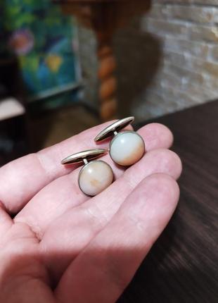 Запонки серебро 875 пробы звезда