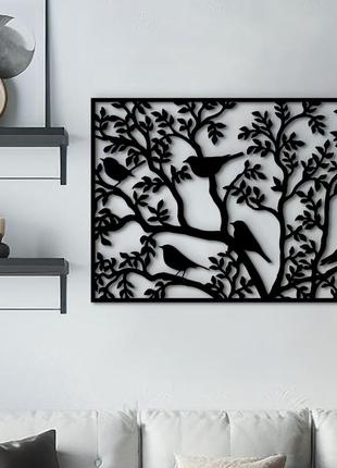 Декор в комнату, интерьерная картина на стену "птицы на совещании", декоративное панно 30x20 см