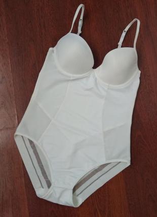 80-b/75-с молочный боди утяжка атлас сеточка m&s firm control