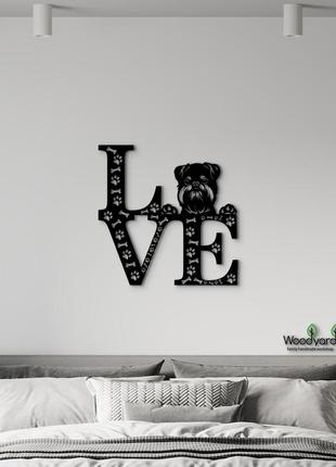 Панно love&bones брюссельський грифон 20x20 см - картини та лофт декор з дерева на стіну.