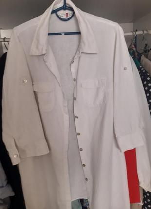 Льняная удлиненная рубашка туника из льна