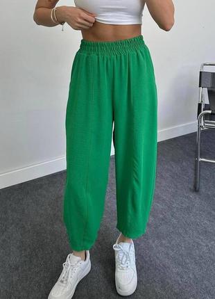 Бежеві жіночі базові широкі штани оверсайз вільного крою жіночі повсякденні прогулянкові штани4 фото